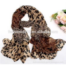 Leopard Scarf, shawl, hijab, silk, by Yiwu Real Fashion accessories factory since 2006